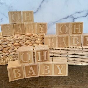 Wooden Baby Blocks - Neutral Letter Set